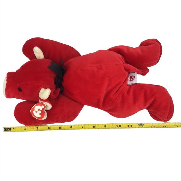 Vintage Ty Pillow Palls Red the Bull 14'' Plush 1997 Stuffed Animal Toy w/ Tags - Picture 12 of 12